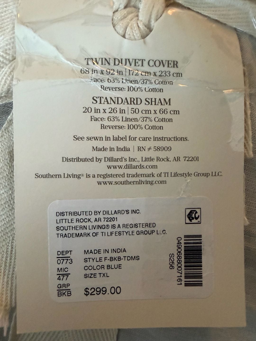 Southern Living Brooke Twin Duvet Cover Mini Set Blue 2