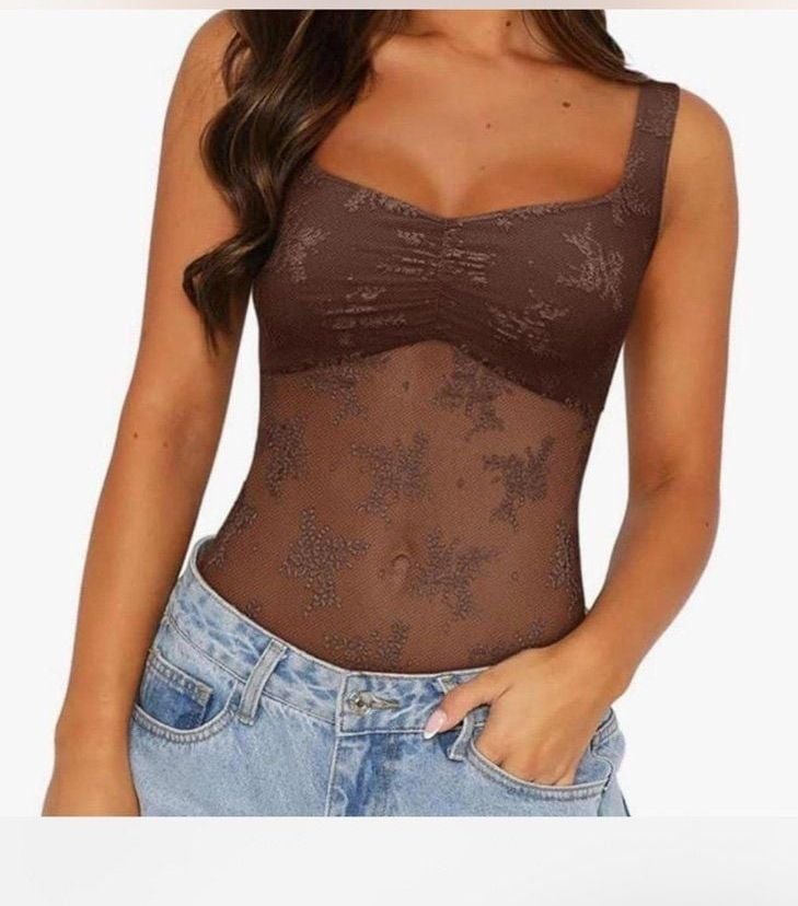 Brown lace bodysuit 1