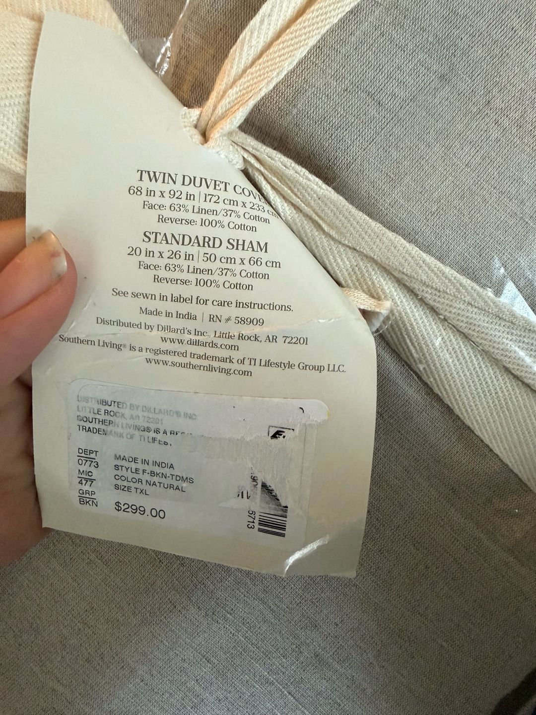 Southern Living Brooke Twin Duvet Cover Mini Set in Natural 2