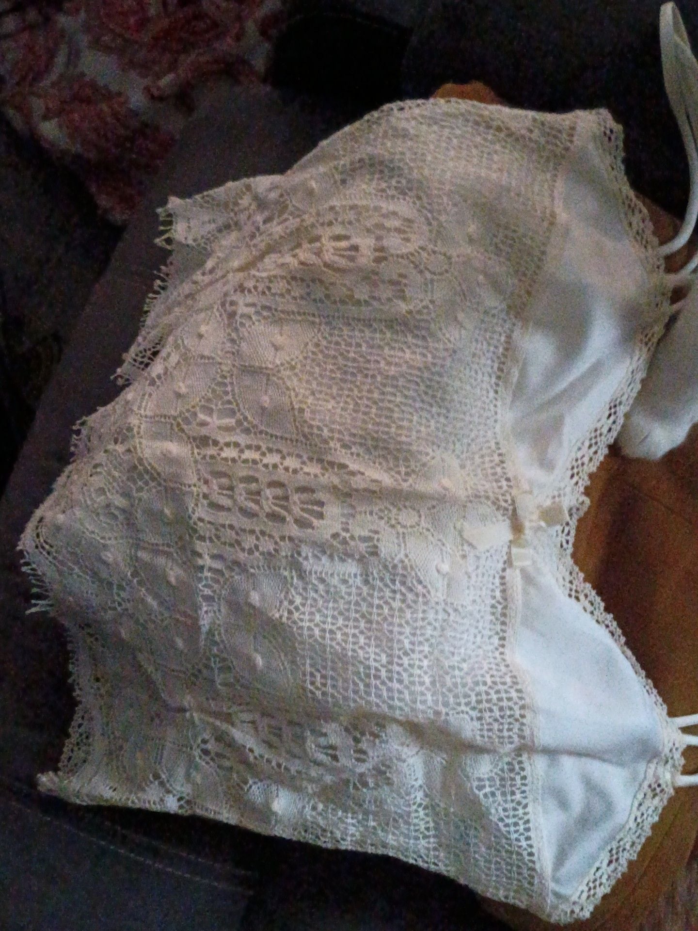 Vintage White Lace and Satin Camisole Slip 2