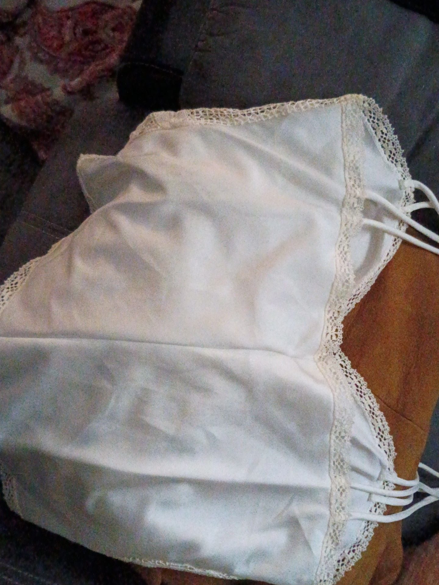 Vintage White Lace and Satin Camisole Slip 3