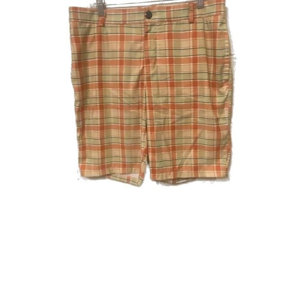 Nike Golf Performance Plaid Shorts Mens 34 Orange Yellow Green