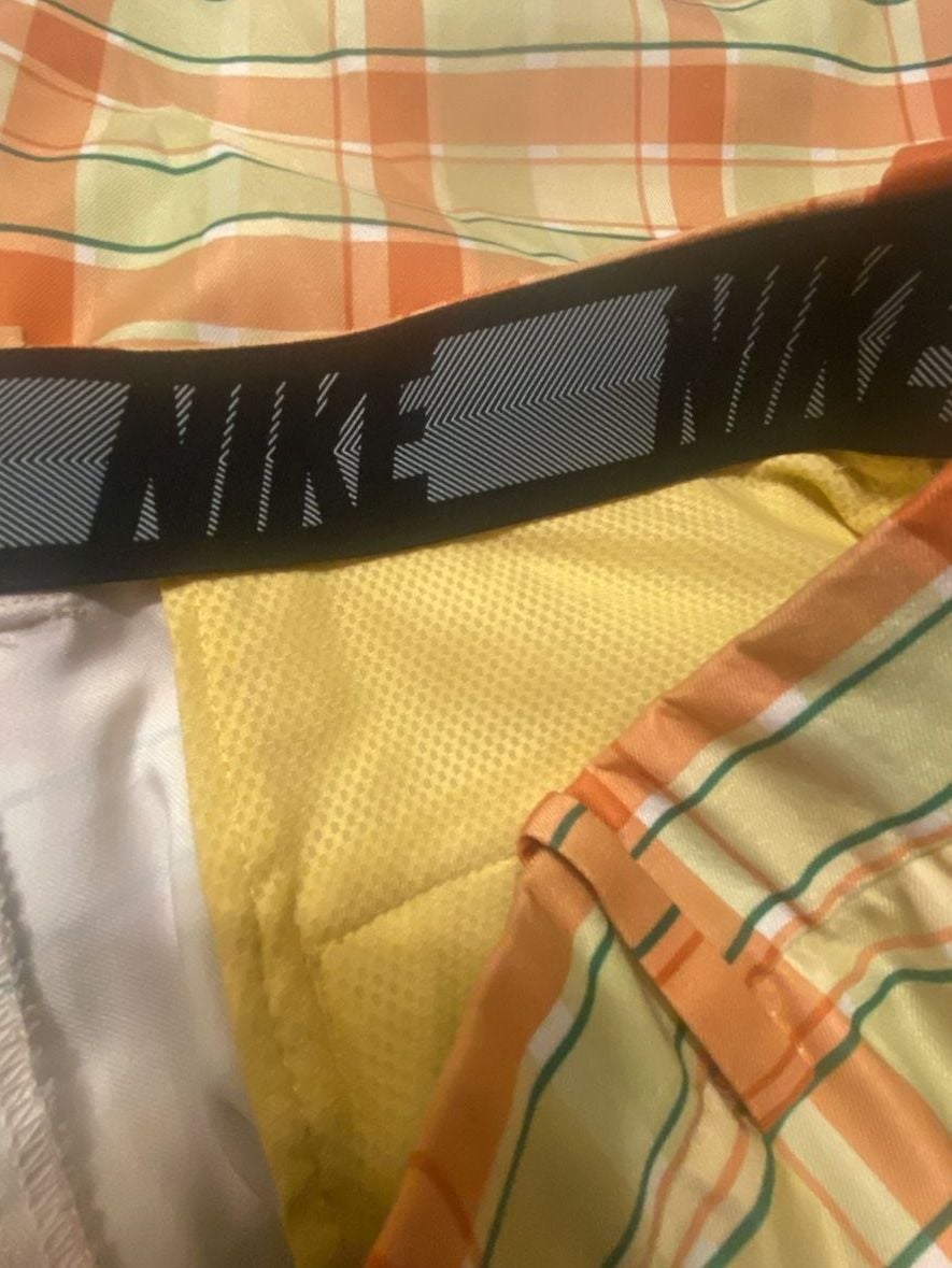 Nike Golf Performance Plaid Shorts Mens 34 Orange Yellow Green 7