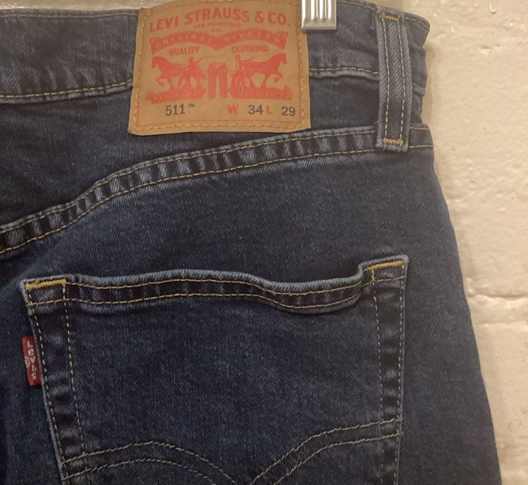 Levi's 511 Jeans Men’s 34X29 Blue Dark Wash Straight Slim Fit Stretch Workwear 5