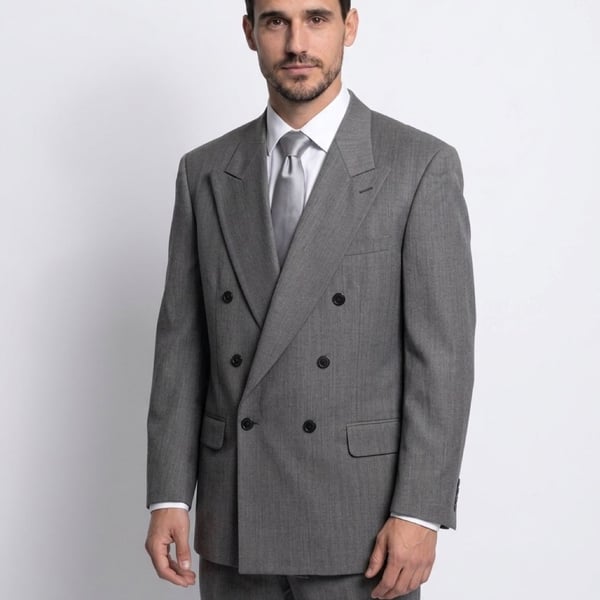 Cricketeer Vintage Men's Gray Double Breasted Suit
