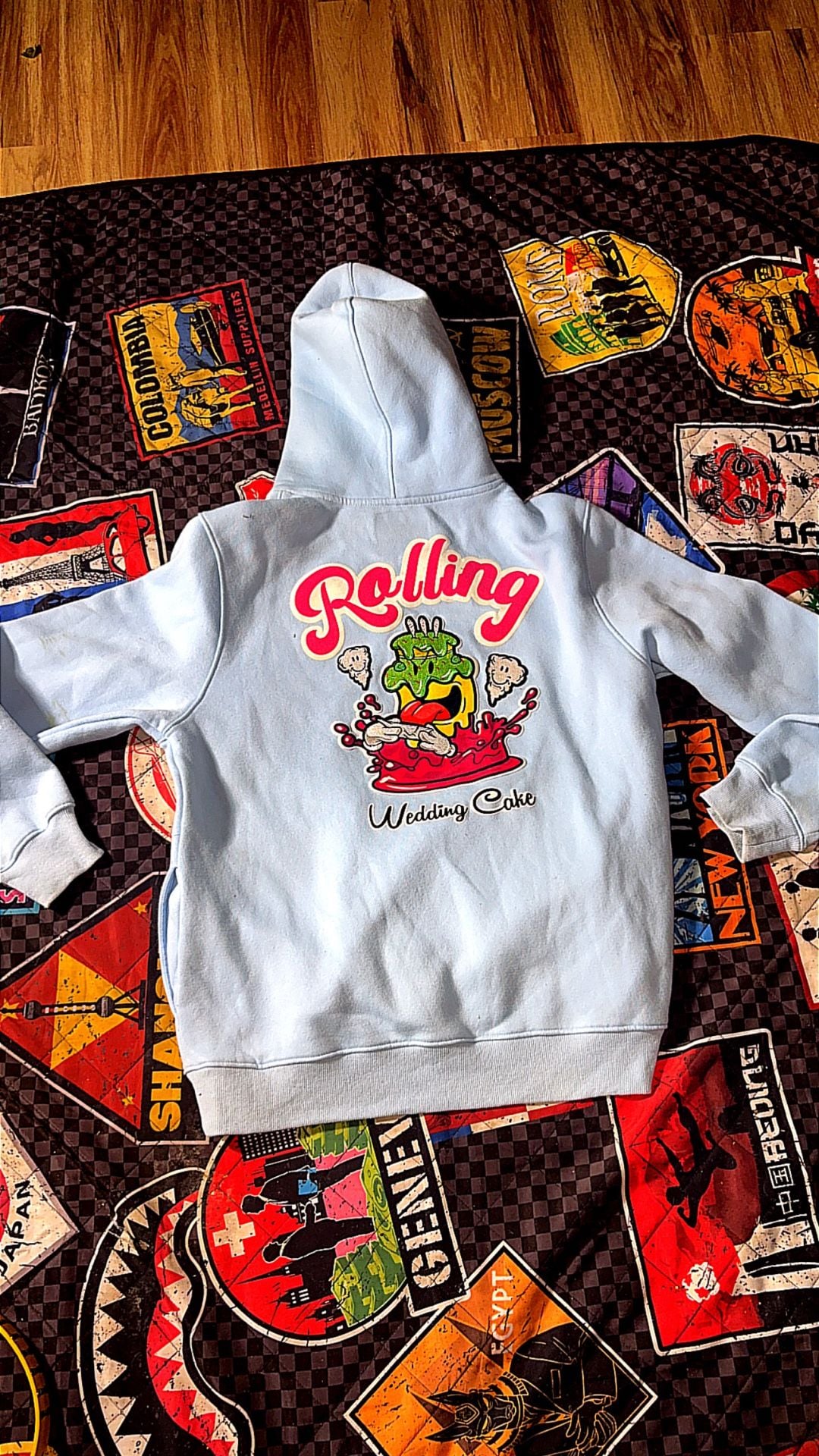 Wake Bake and Cake Rolling Wedding Cake Graphic Hoodie 2