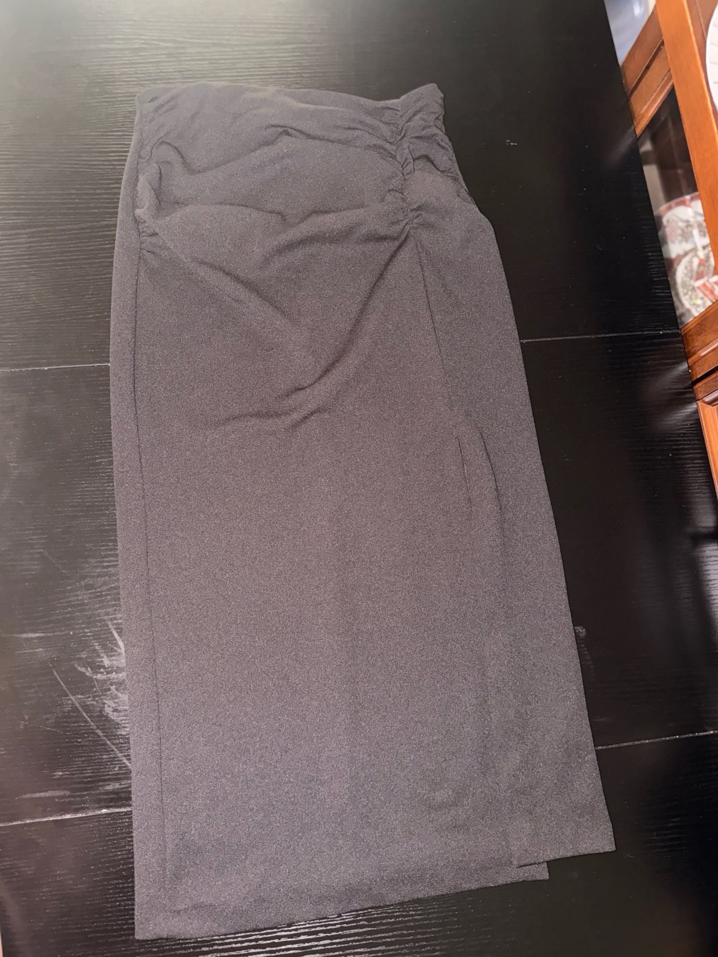 Zara Black Ruched Side Detail Midi Skirt 1