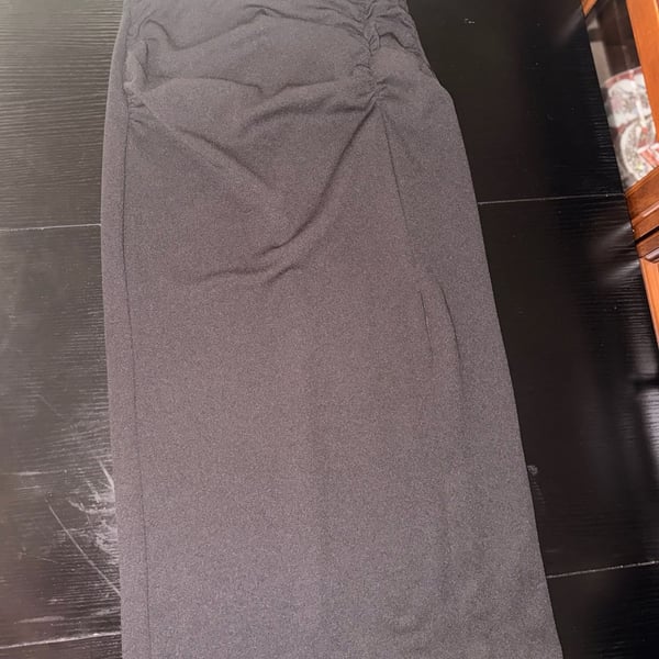 Zara Black Ruched Side Detail Midi Skirt