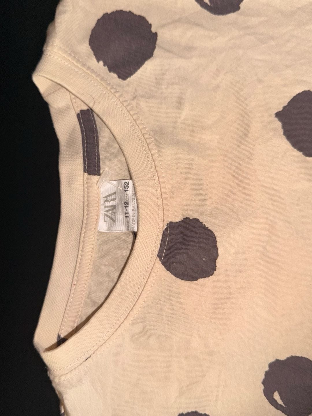 Zara Kids Beige and Brown Polka Dot Long Sleeve Crew Neck T-Shirt 2