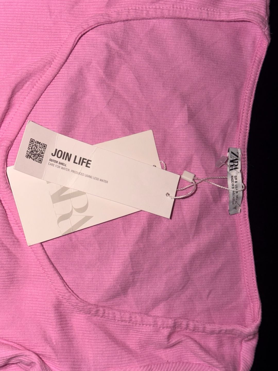 Zara Pink Ribbed Ruched Front Crop Top 2