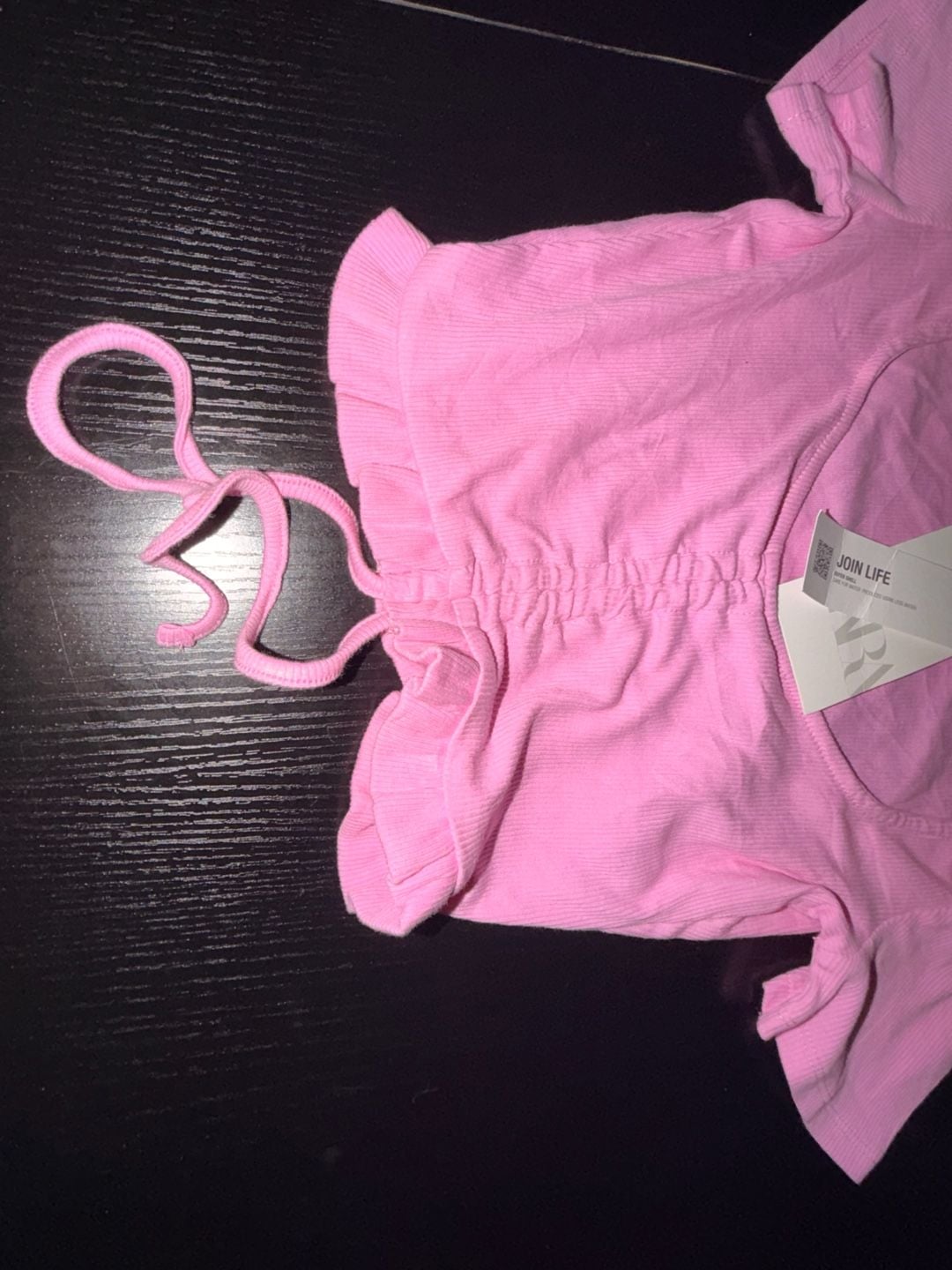 Zara Pink Ribbed Ruched Front Crop Top 3
