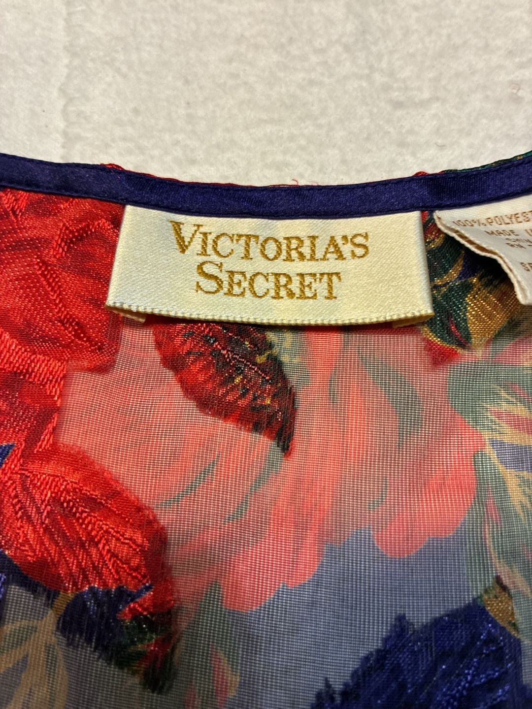Vintage Victoria's Secret Floral Paisley Sheer Button-Down Robe 3