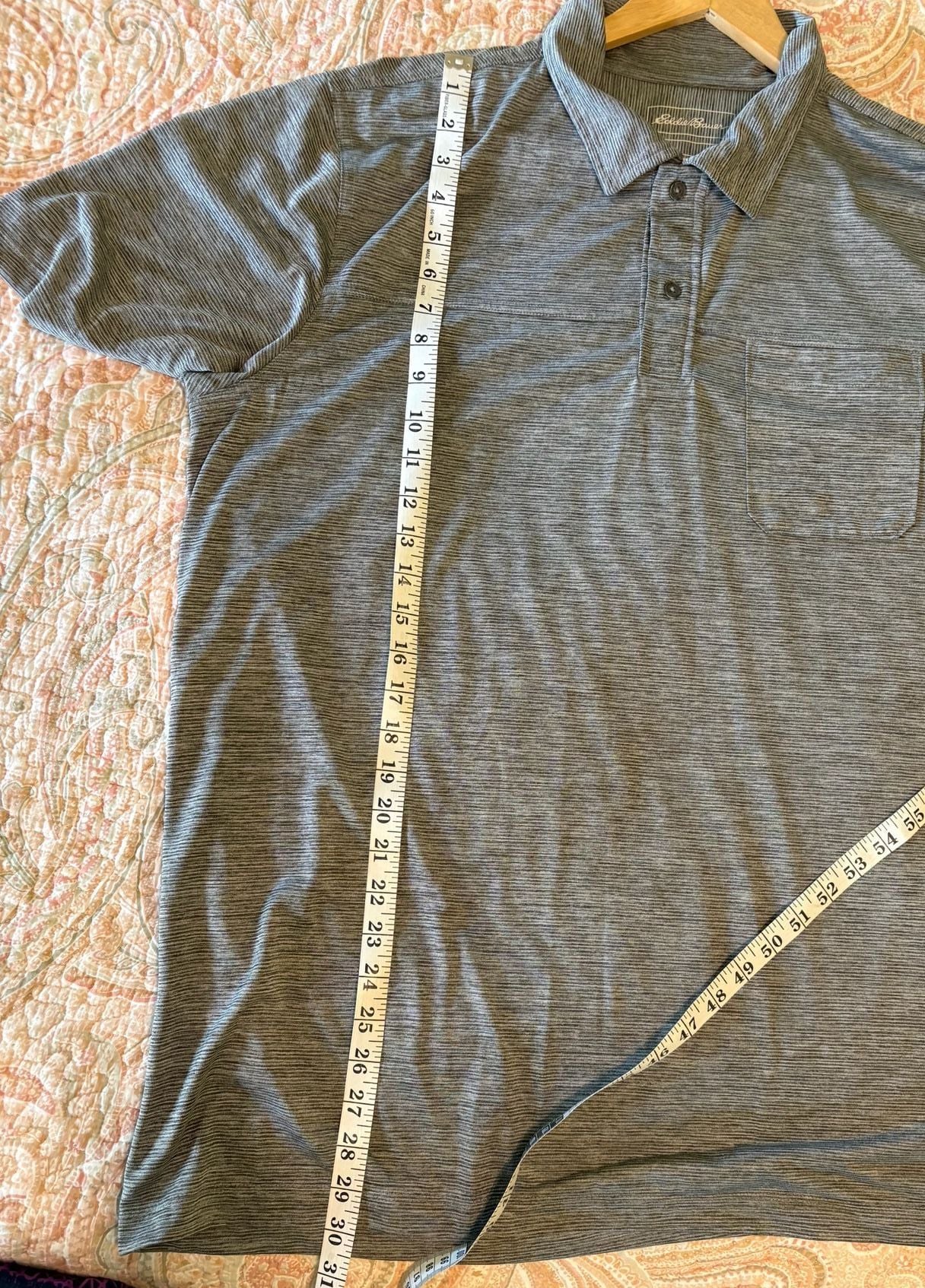 EUC Eddie Bauer Men's Heathered Performance Short Sleeve Pocket Polo Shirt, XLT 9