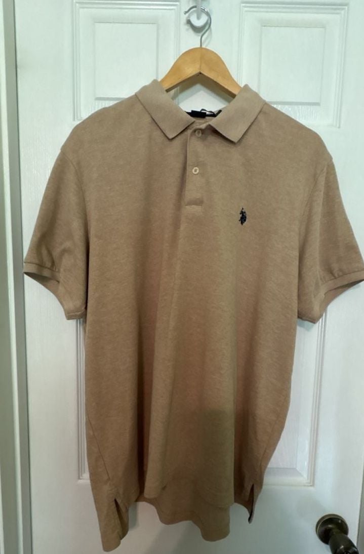 EUC U.S. Polo Assn. Luxury Feel Solid Tan Polo Shirt Men's XL 2