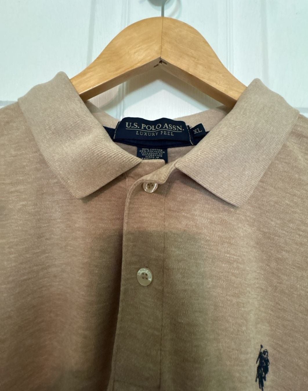 EUC U.S. Polo Assn. Luxury Feel Solid Tan Polo Shirt Men's XL 4
