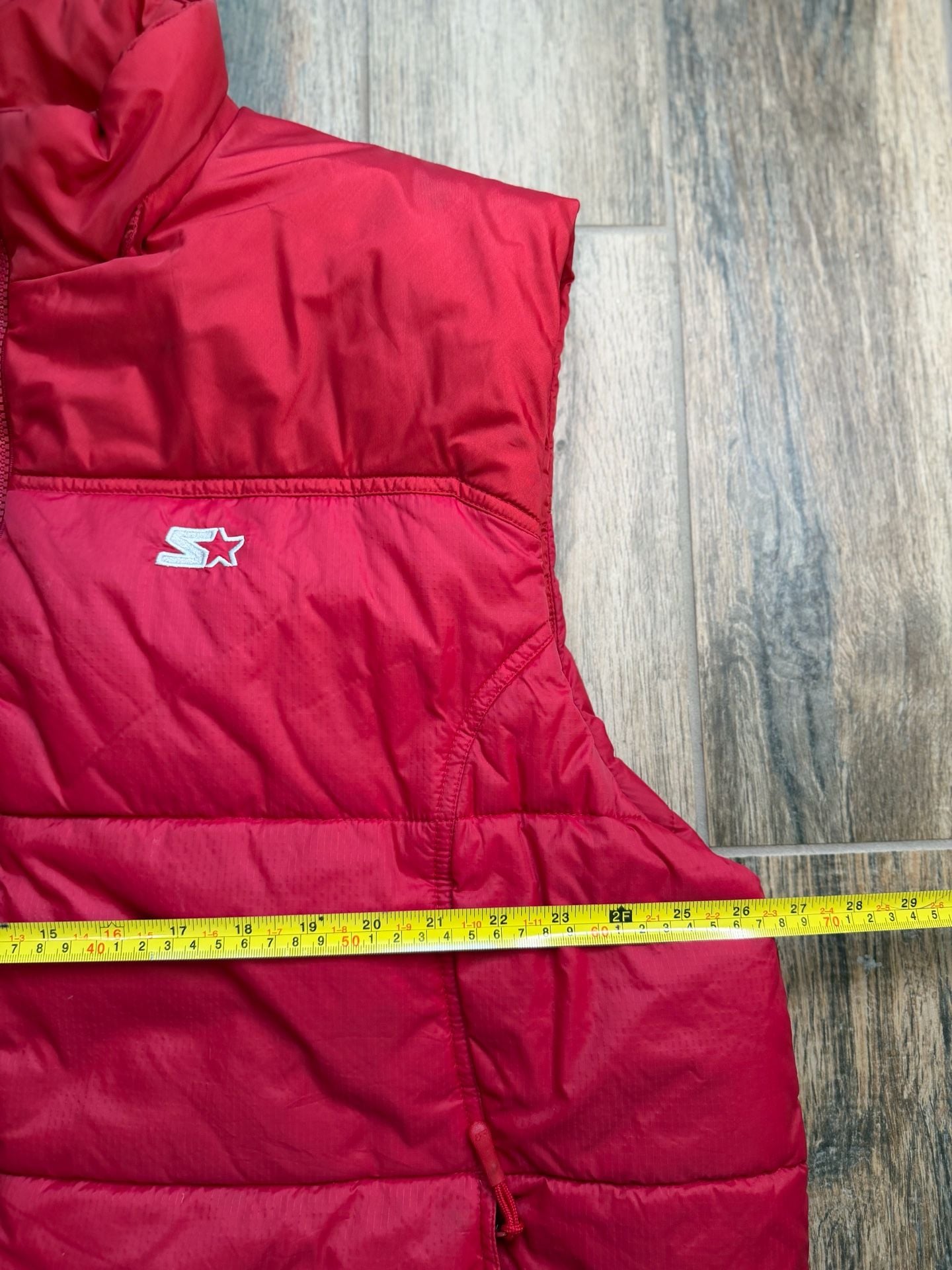 Starter Men's Red Puffer Vest Down-Filled Zip-Up Gilet Size XL 5
