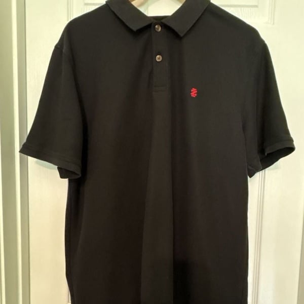 EUC IZOD Advantage Performance Men's Solid Polo Shirt, Black with Red Logo, XL