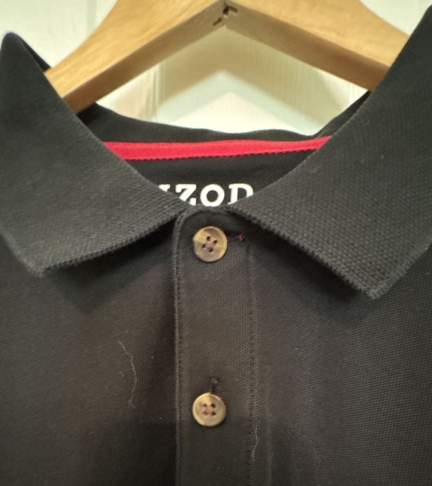 EUC IZOD Advantage Performance Men's Solid Polo Shirt, Black with Red Logo, XL 6