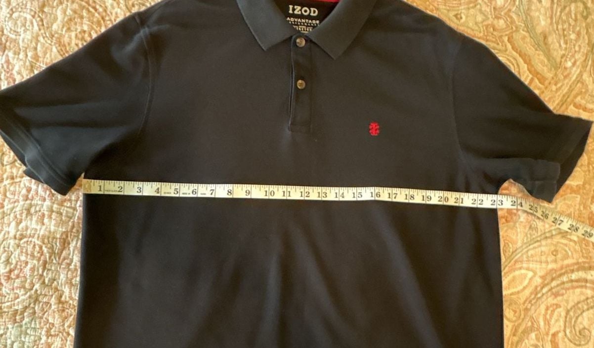 EUC IZOD Advantage Performance Men's Solid Polo Shirt, Black with Red Logo, XL 9