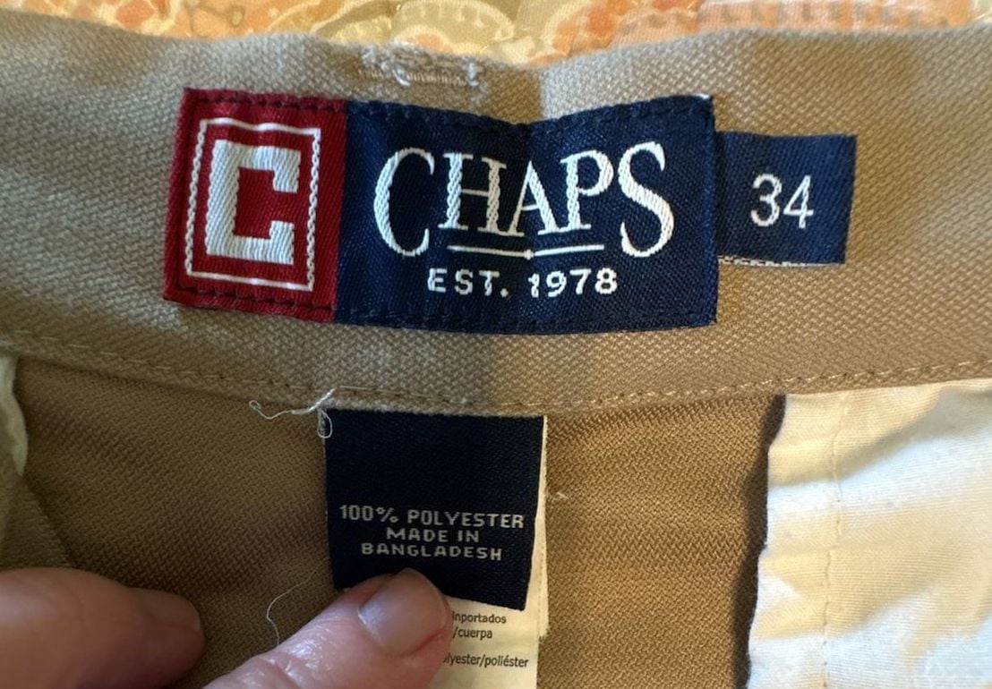 GUC Chaps Men's Khaki Flat Front Performance Chino Shorts, 34 inch waist 9
