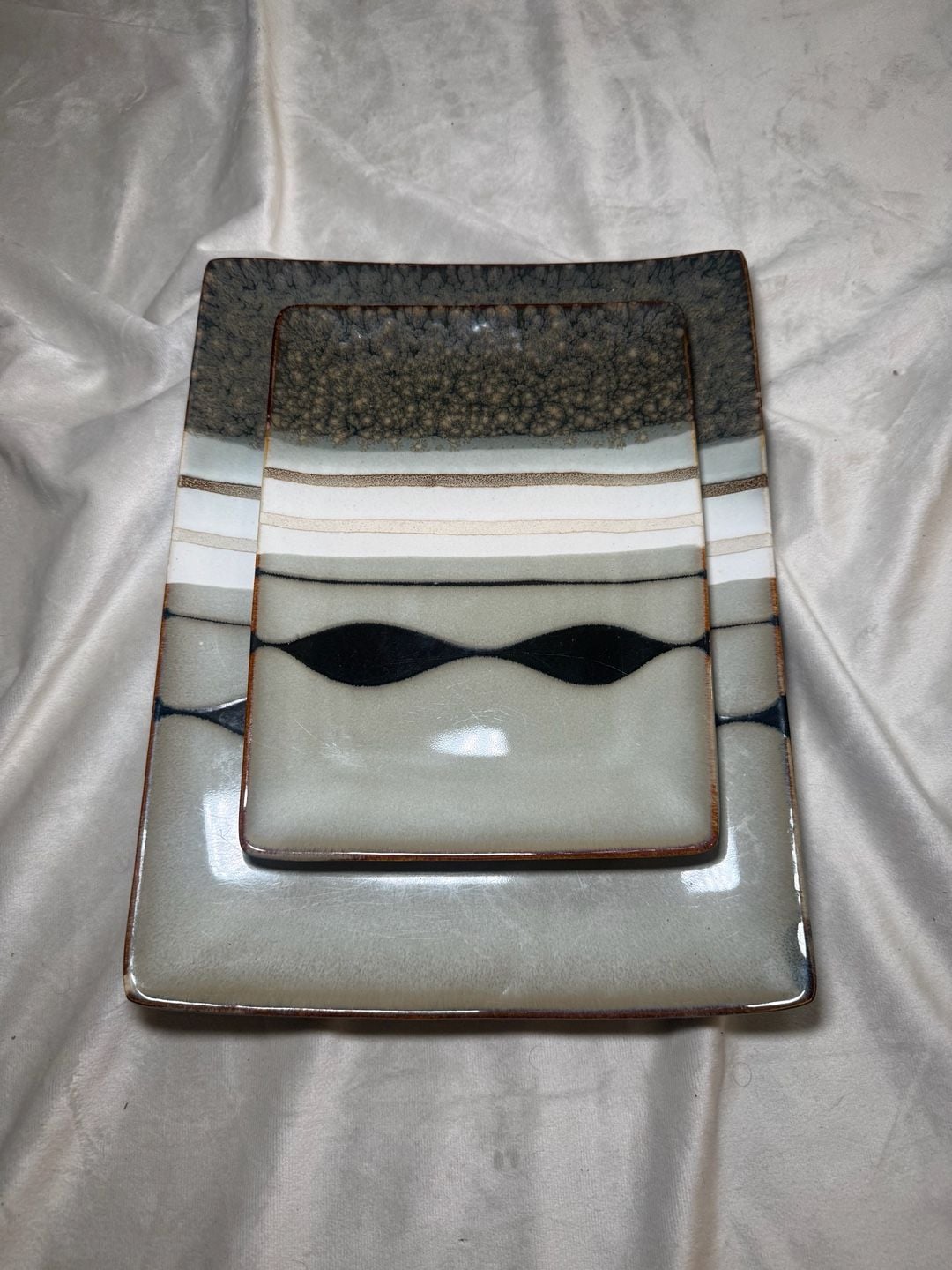 Sango Prelude Black 4508 Rectangular Ceramic Plates, Assorted Sizes 1