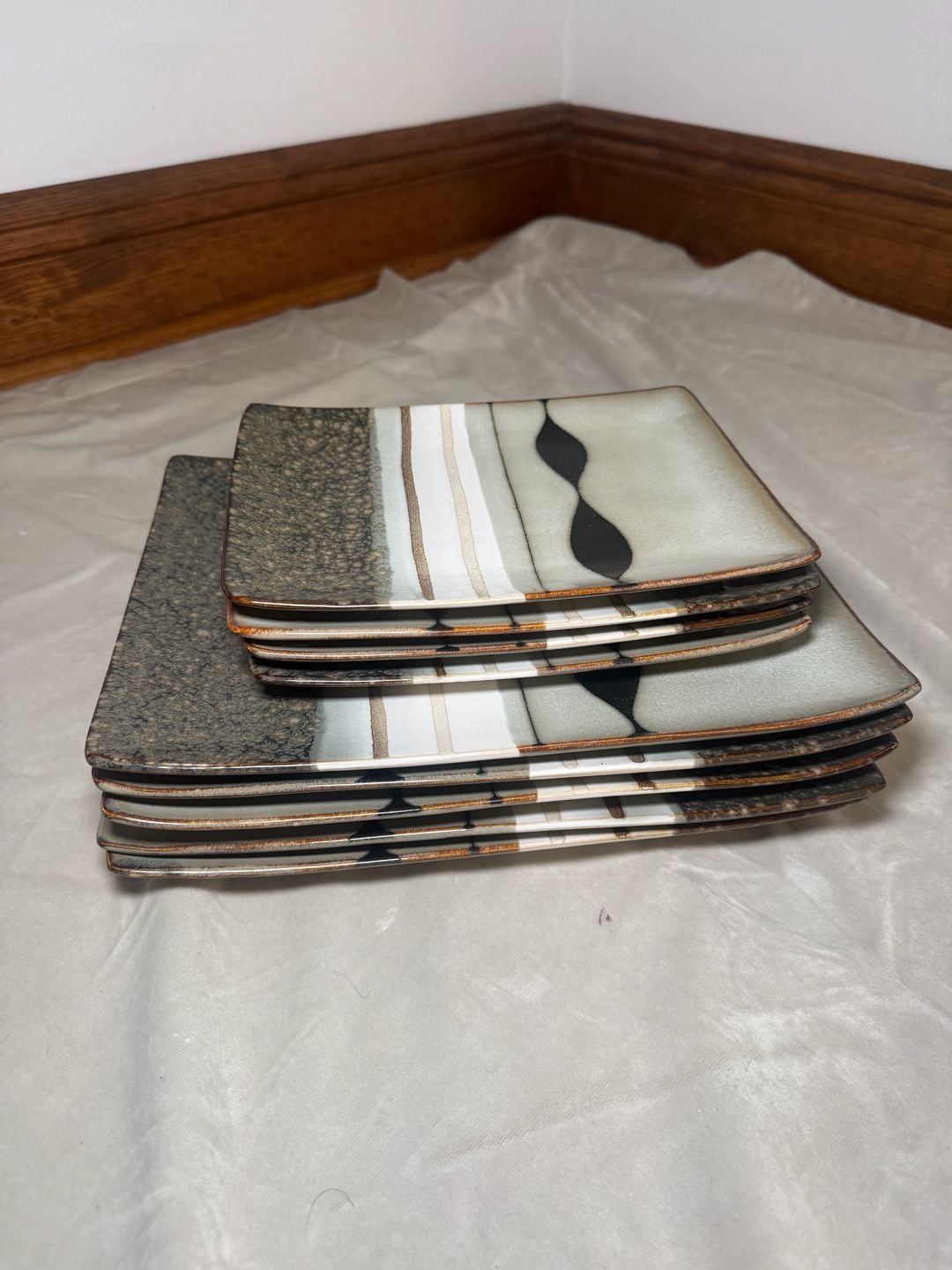 Sango Prelude Black 4508 Rectangular Ceramic Plates, Assorted Sizes 6