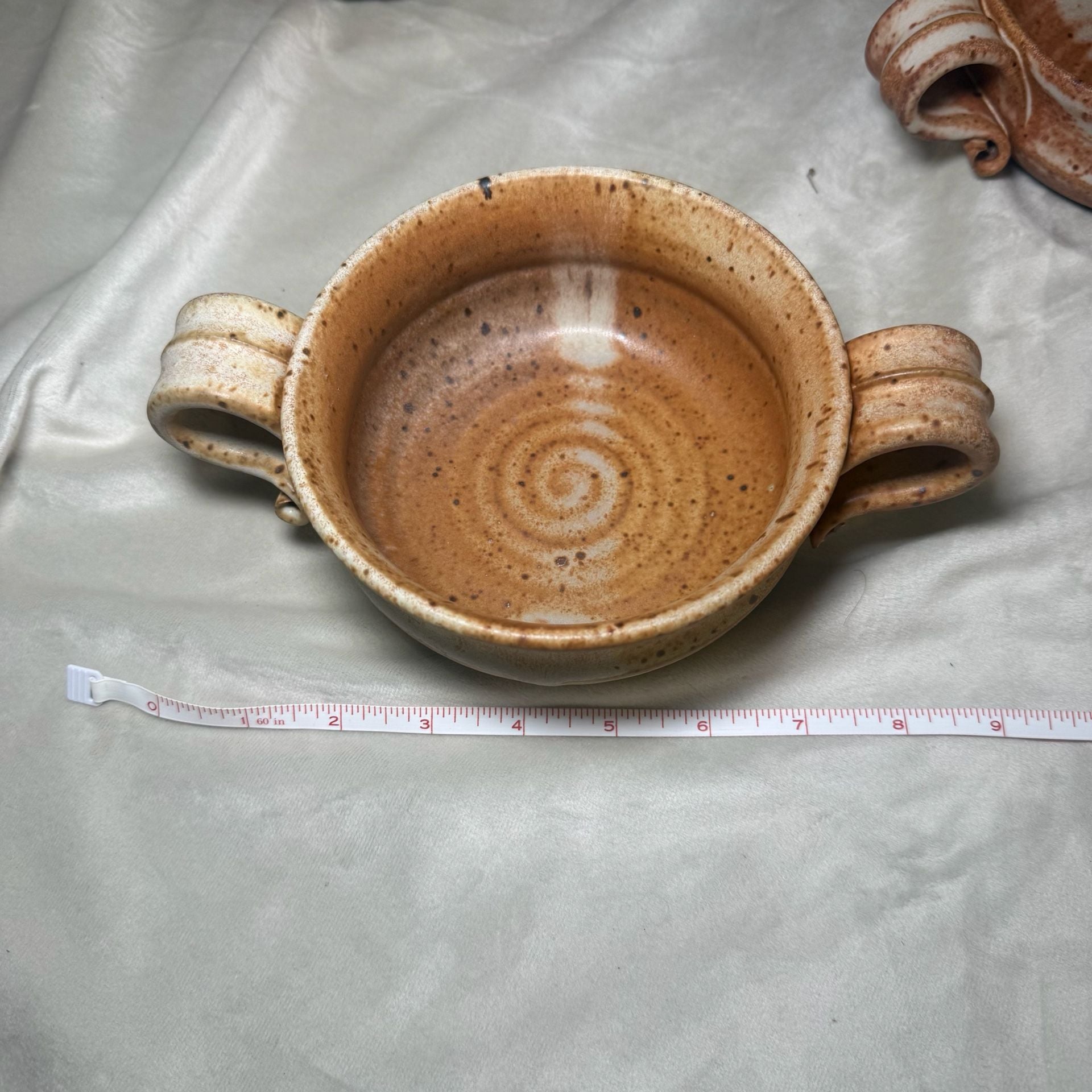 Set of 6 Studio Pottery Handled Soup Bowls 5