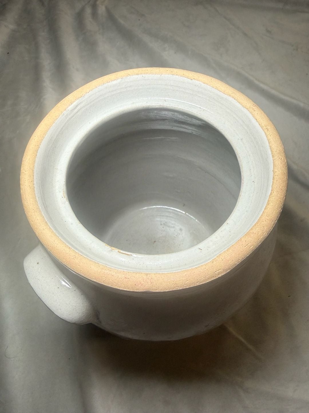 White Stoneware Crock Jar, White Crock, Stoneware Jar, Handled Stoneware, Antique 2