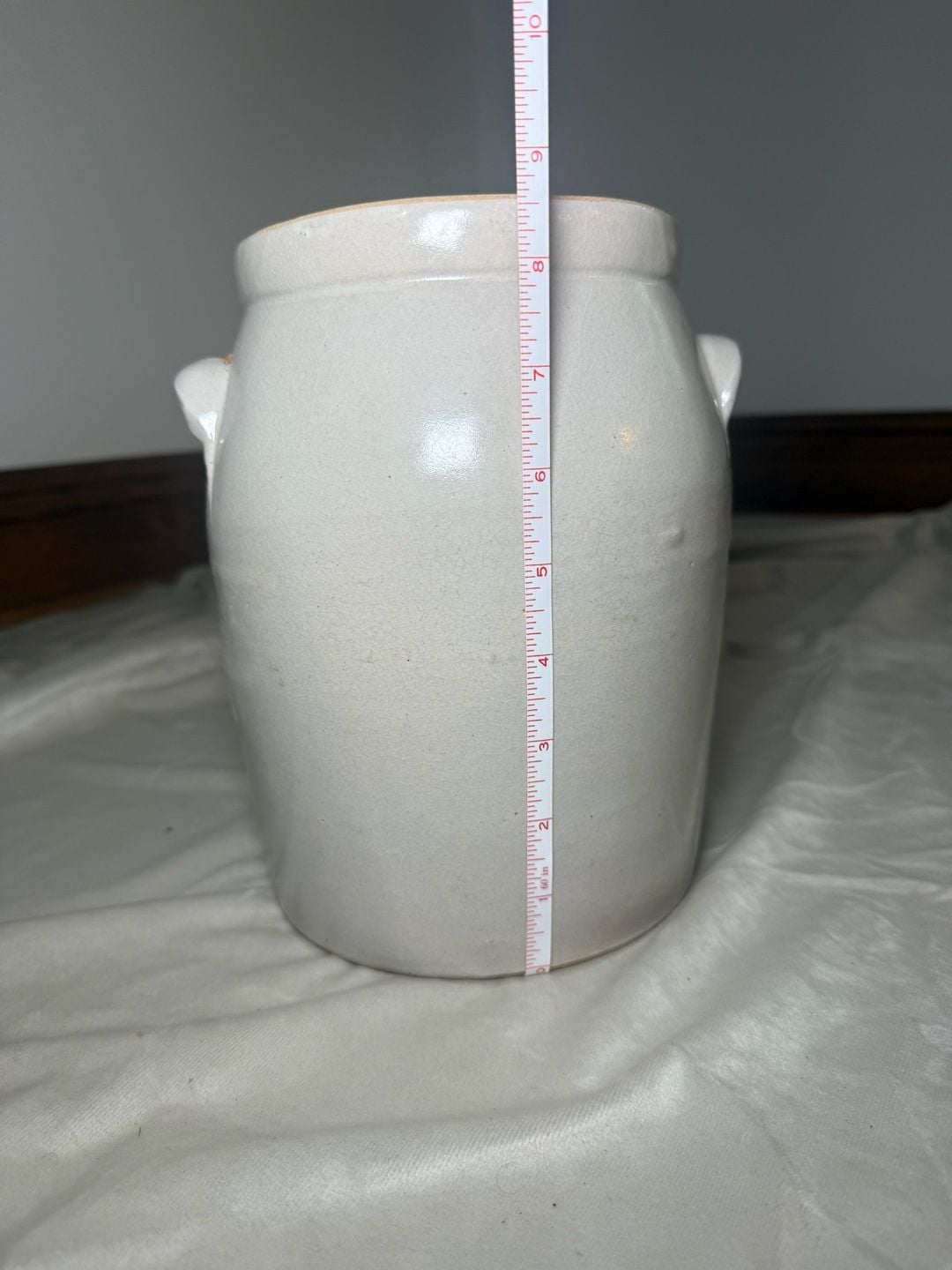 White Stoneware Crock Jar, White Crock, Stoneware Jar, Handled Stoneware, Antique 5