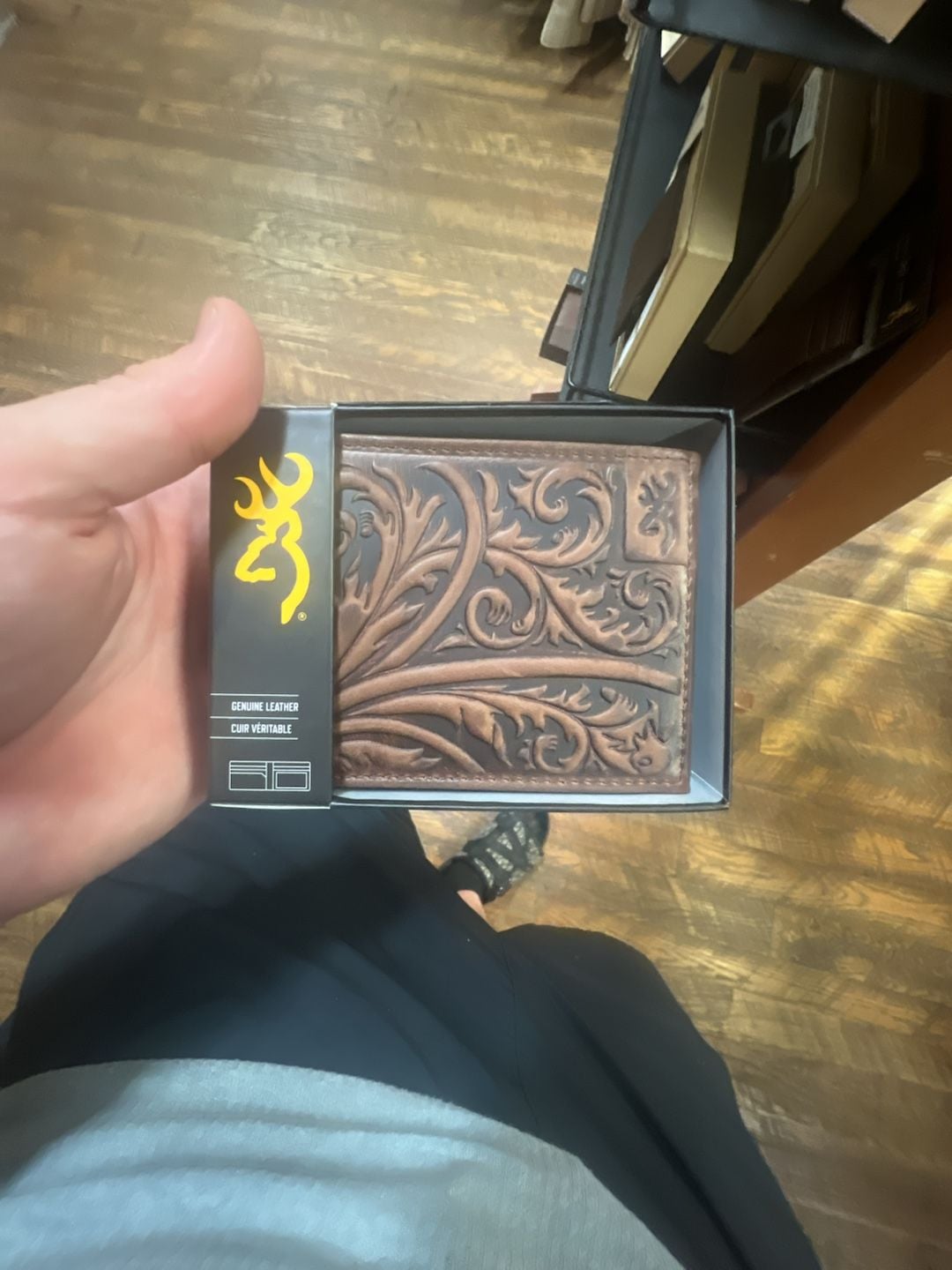 Browning Men's Genuine Leather Floral Embossed Bifold Wallet 1