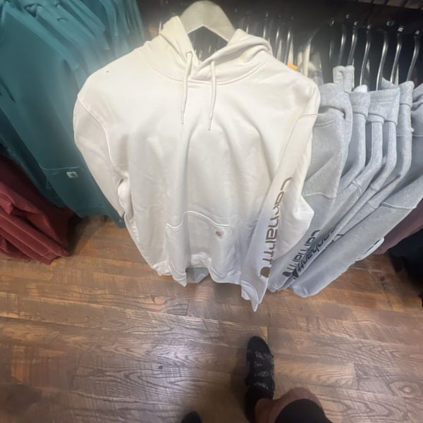 Carhartt Loose Fit Midweight Logo Sleeve Hoodie in White