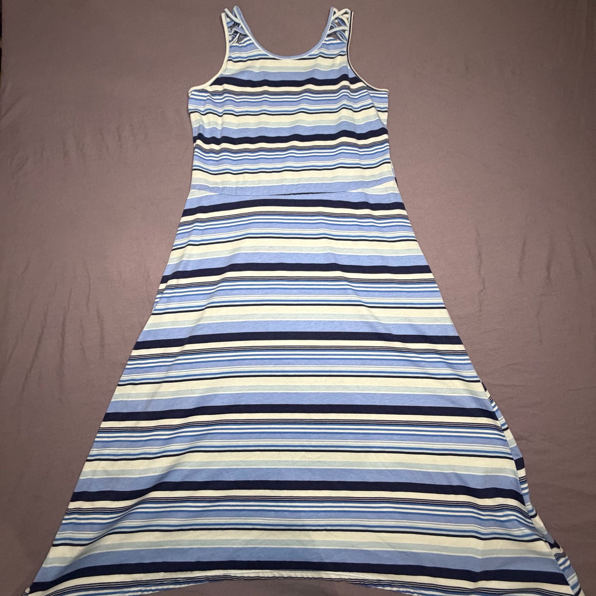 PLACE Girls Blue Striped Sleeveless Maxi Dress 2