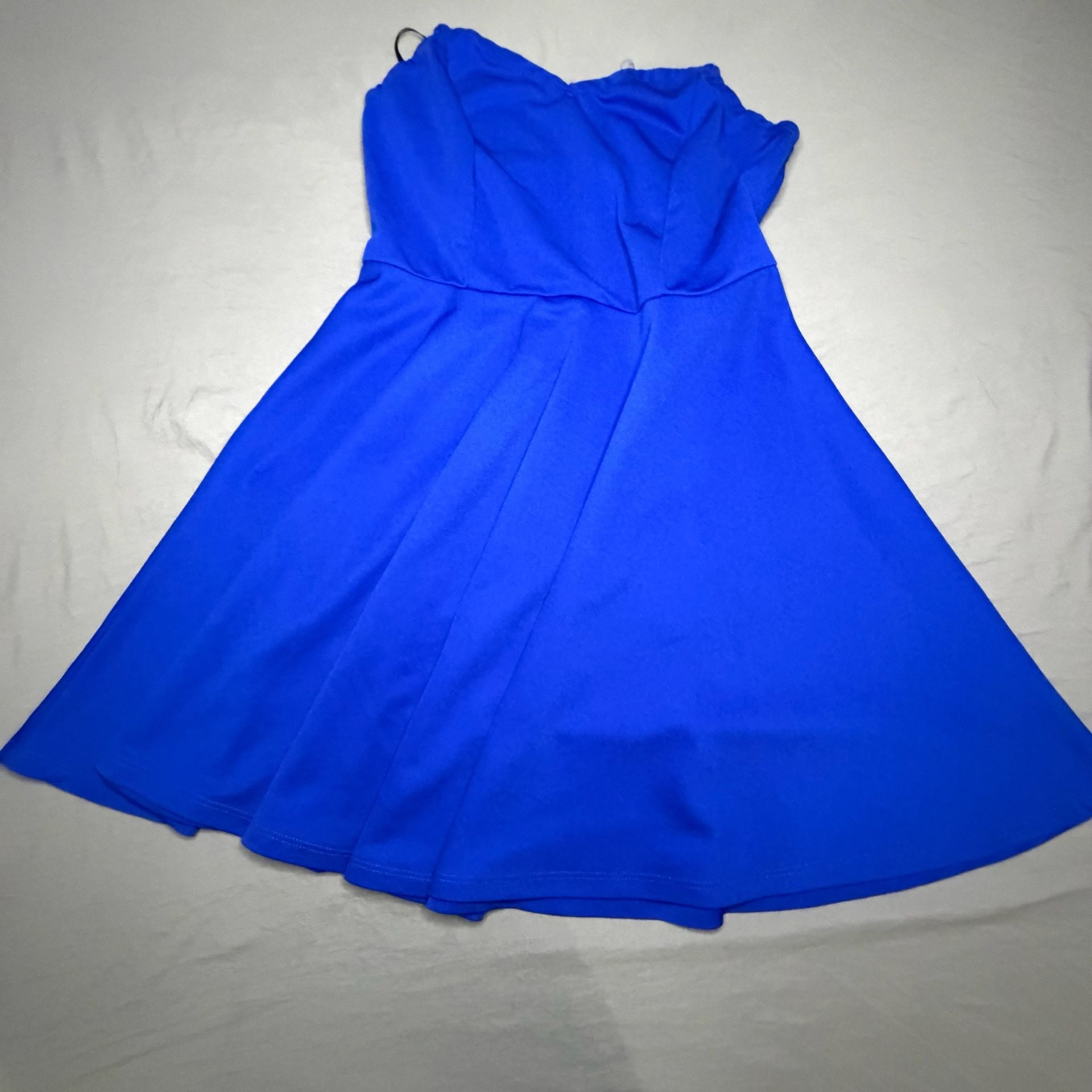 SHEIN Solid Royal Blue Strapless A-Line Mini Dress 1