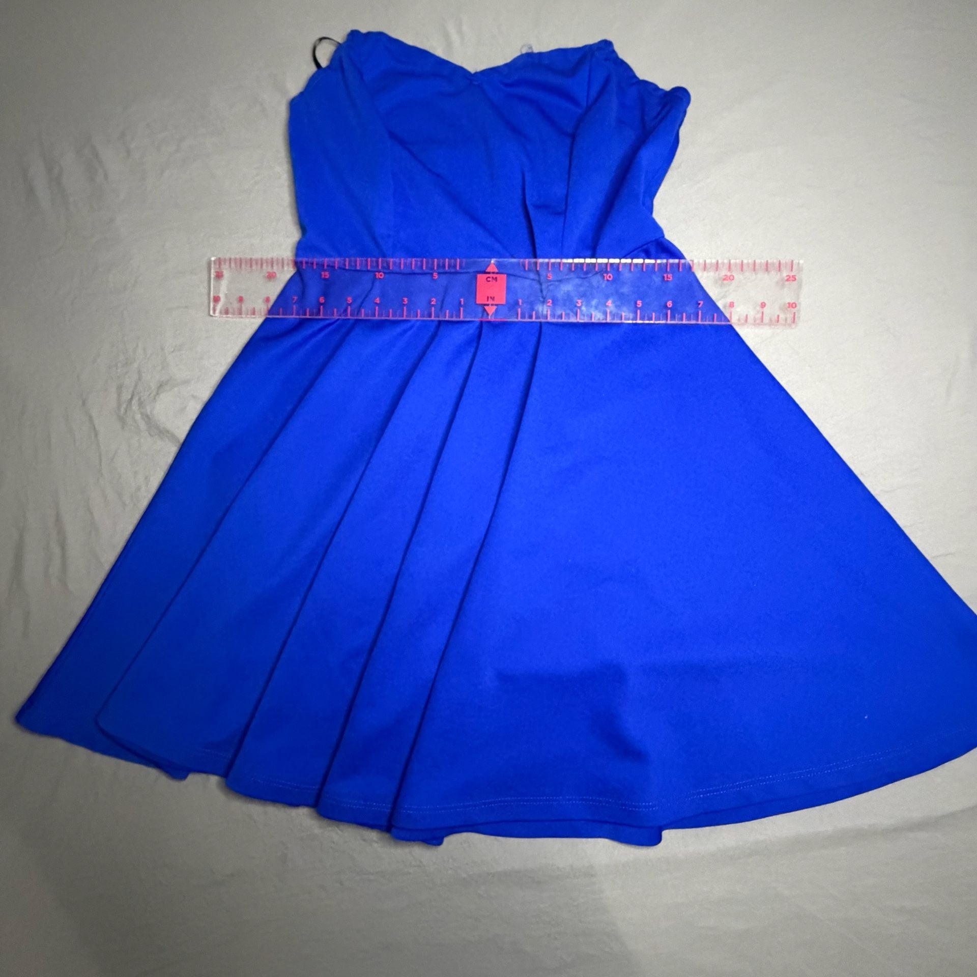 SHEIN Solid Royal Blue Strapless A-Line Mini Dress 2