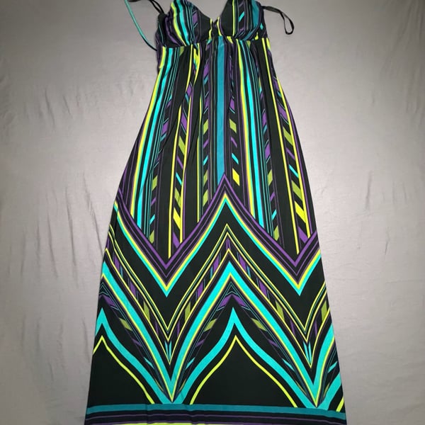Saint Tropez West Women's Multicolor Geometric Print Halter Maxi Dress Size 4