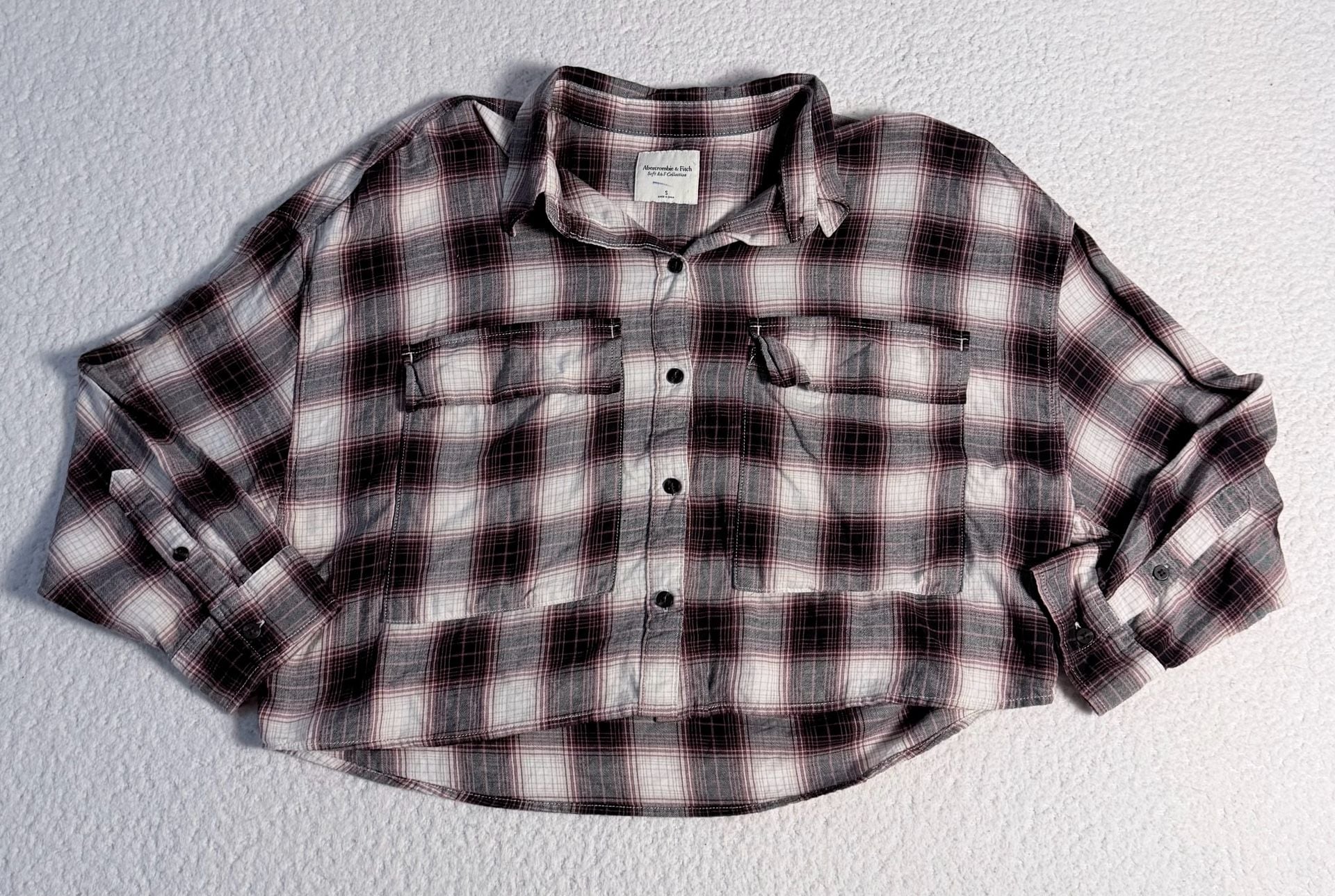 Abercrombie & Fitch Soft A&F Collection Cropped Plaid Flannel Shirt 2