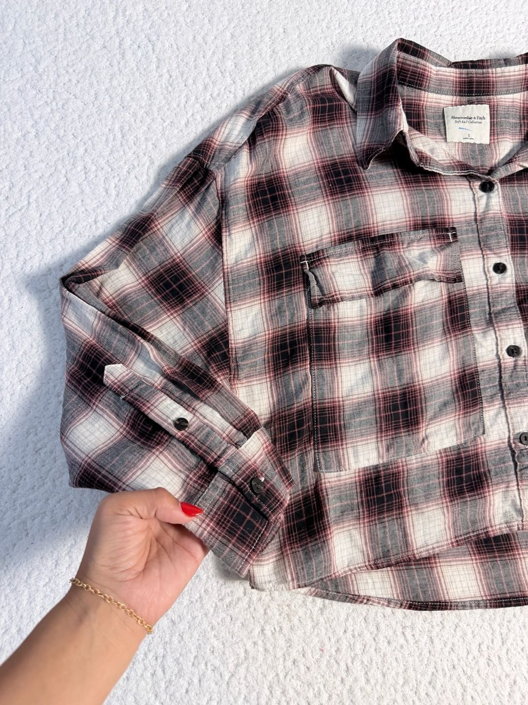 Abercrombie & Fitch Soft A&F Collection Cropped Plaid Flannel Shirt 4