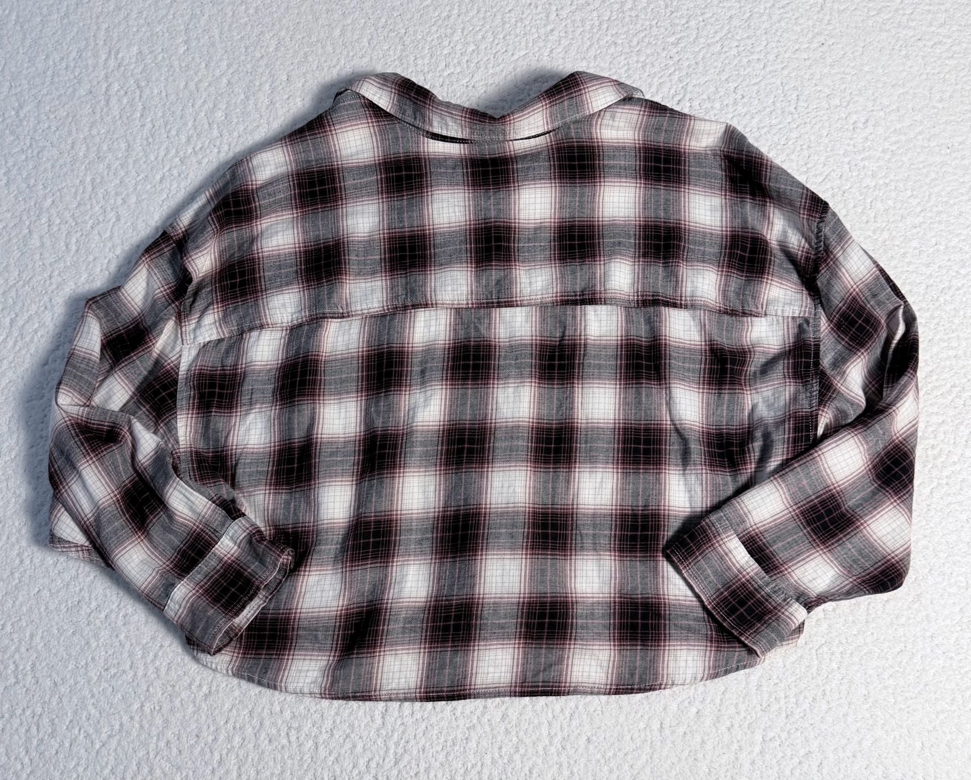 Abercrombie & Fitch Soft A&F Collection Cropped Plaid Flannel Shirt 6