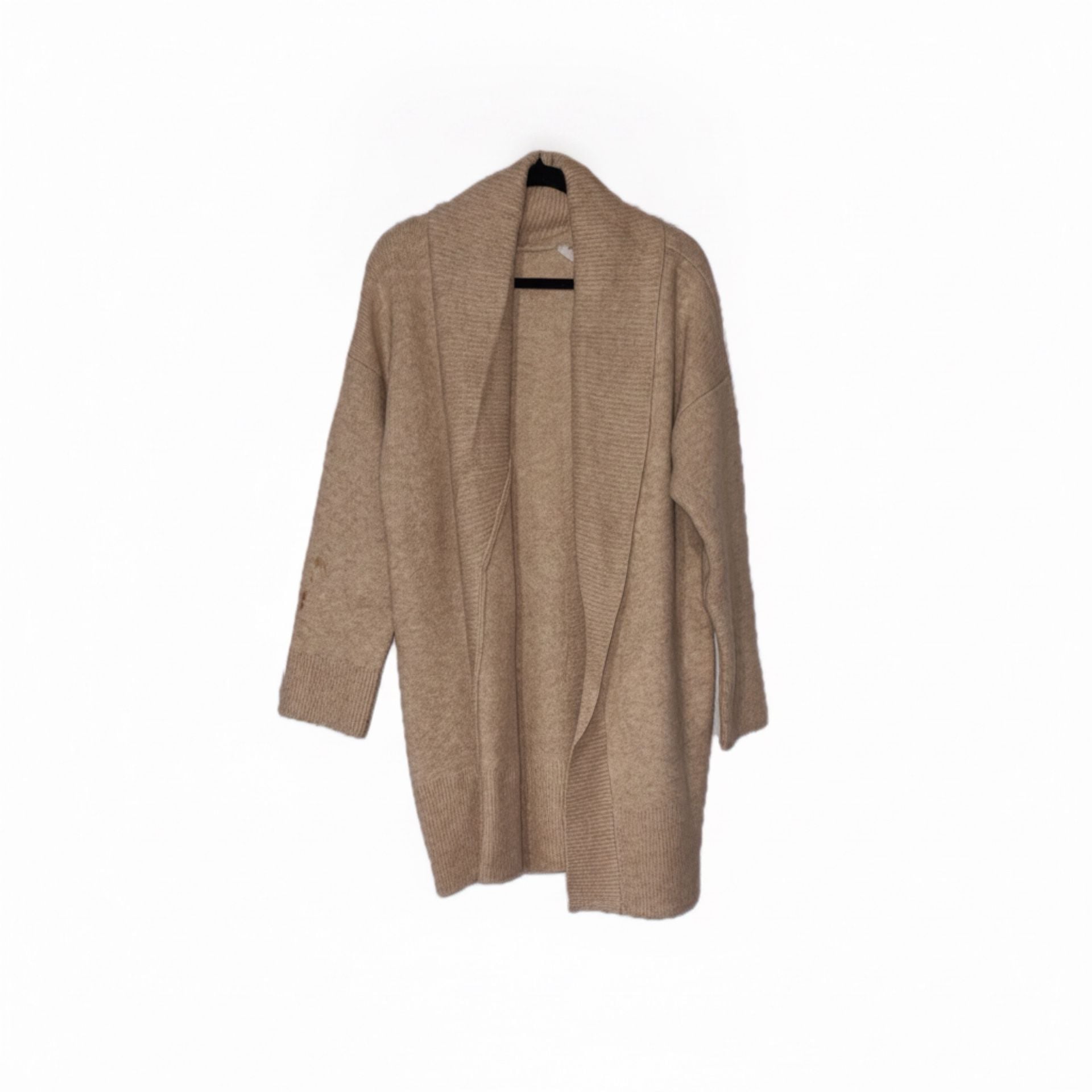 Time and Tru Women's Open-Front Shawl Collar Cardigan Sweater Beige Large 3