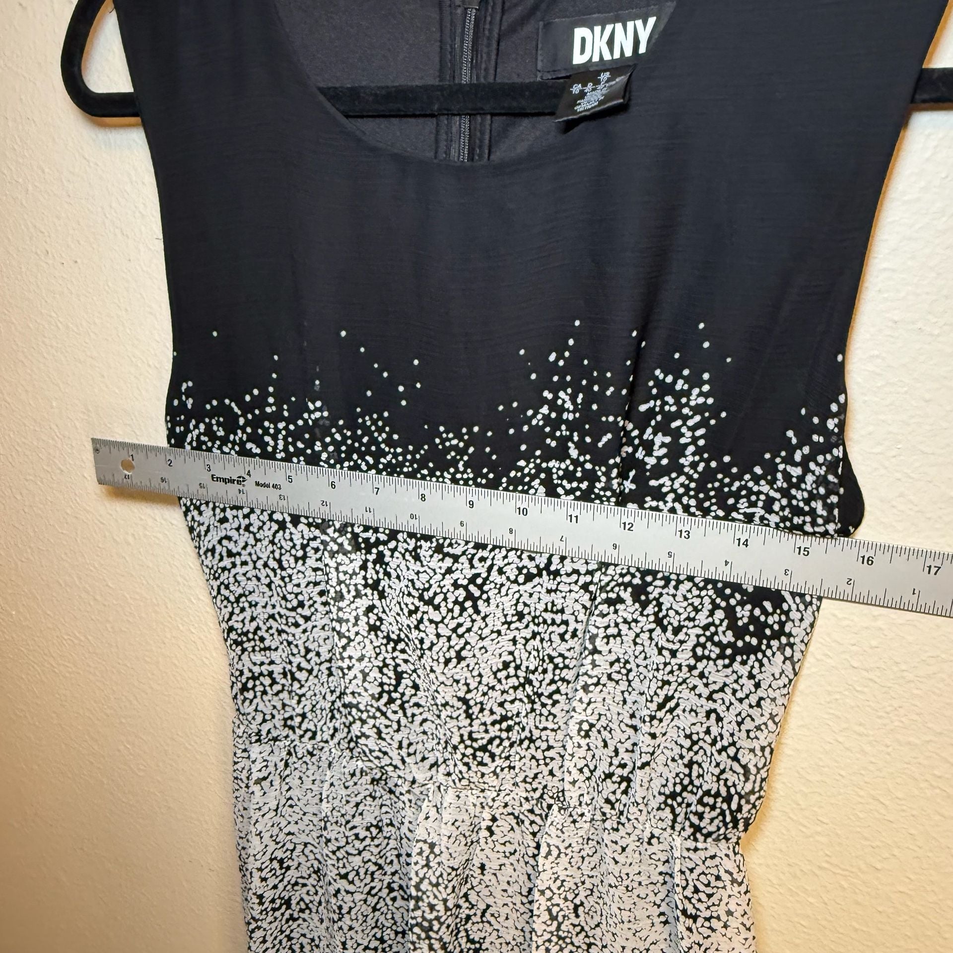 DKNY Black & White Ombre Cap Sleeve Midi Dress. Evening Dress. 6