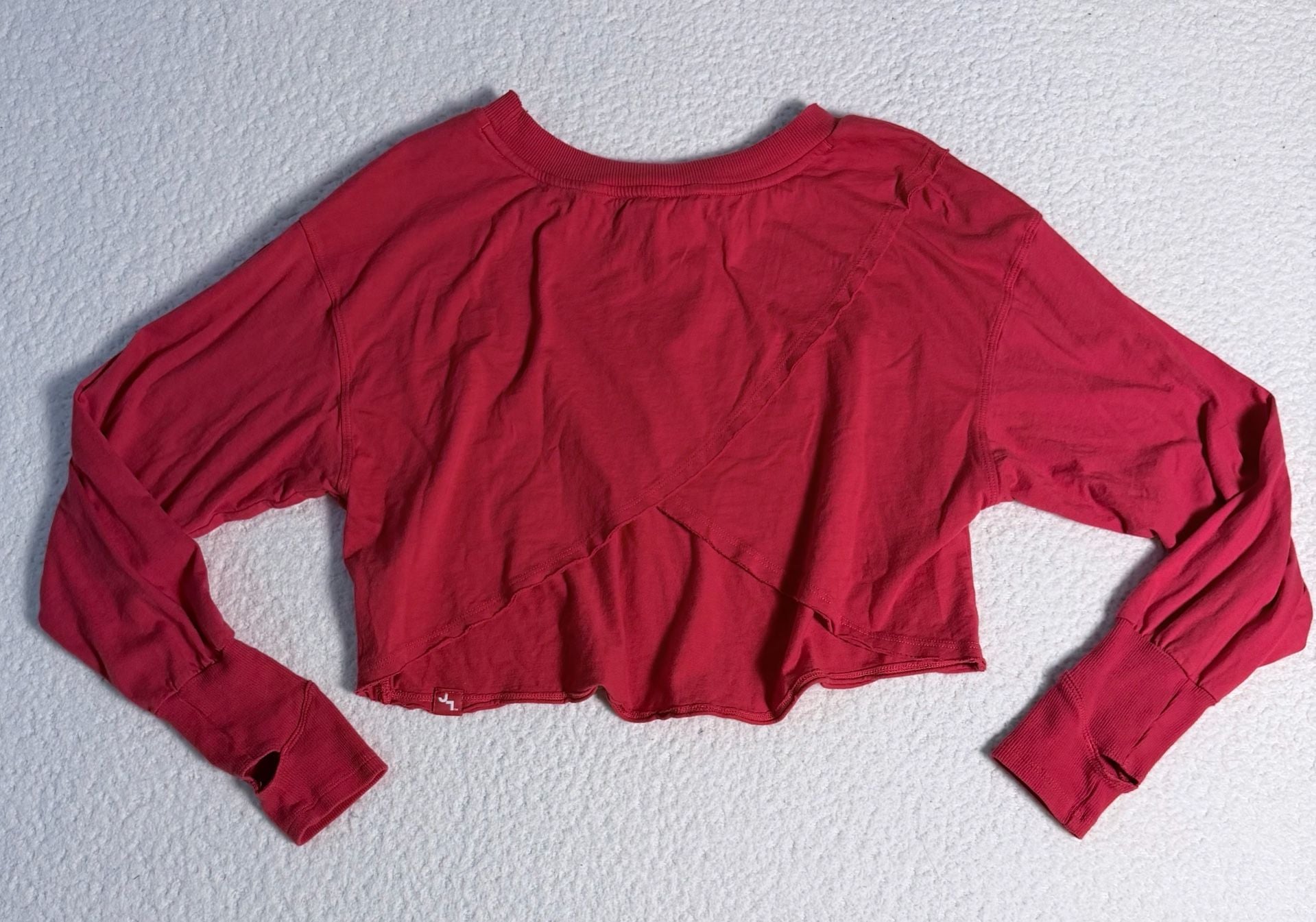 JoyLab Red Long Sleeve Thumbhole Crop Top with Back Detail 7