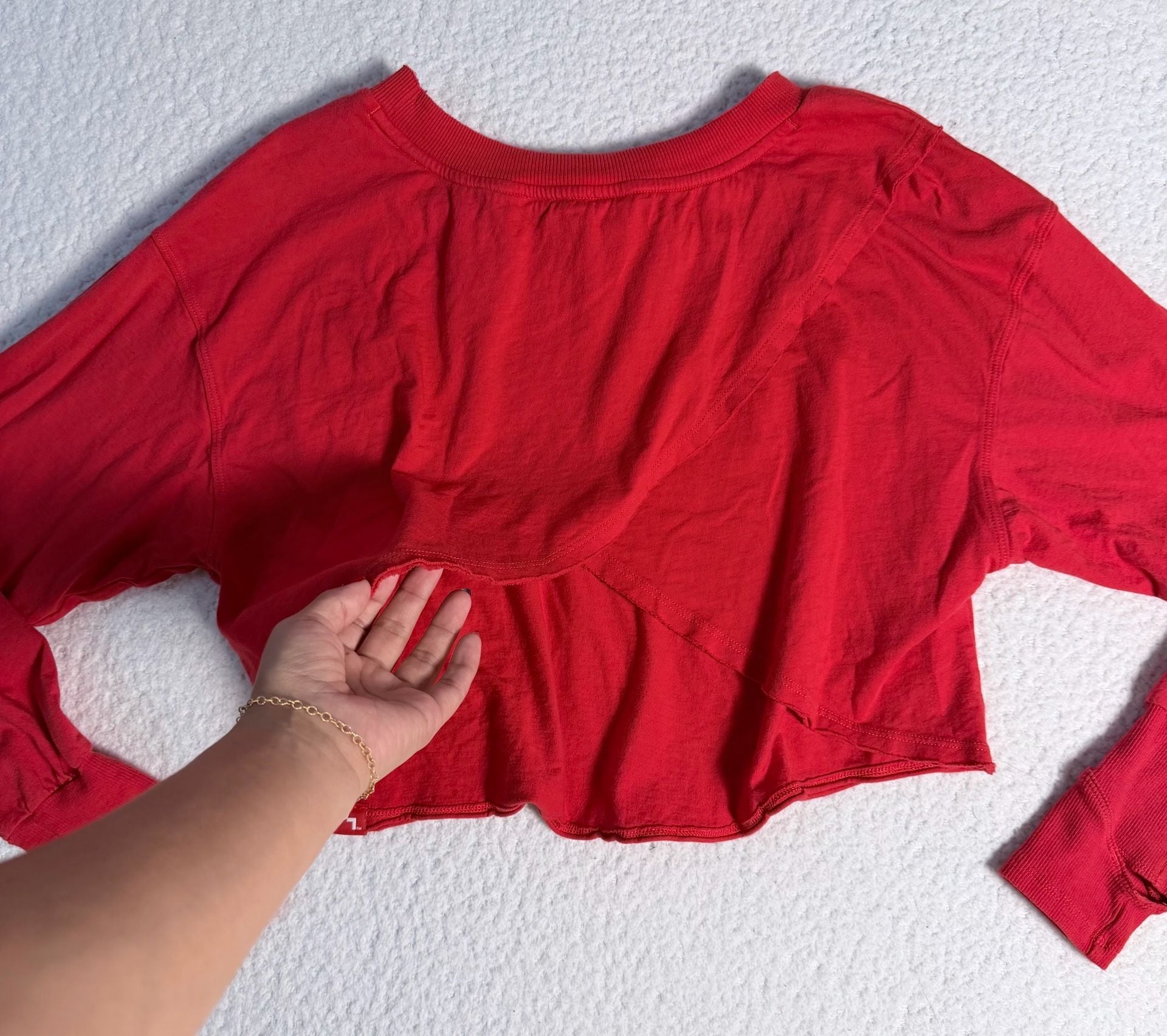 JoyLab Red Long Sleeve Thumbhole Crop Top with Back Detail 8