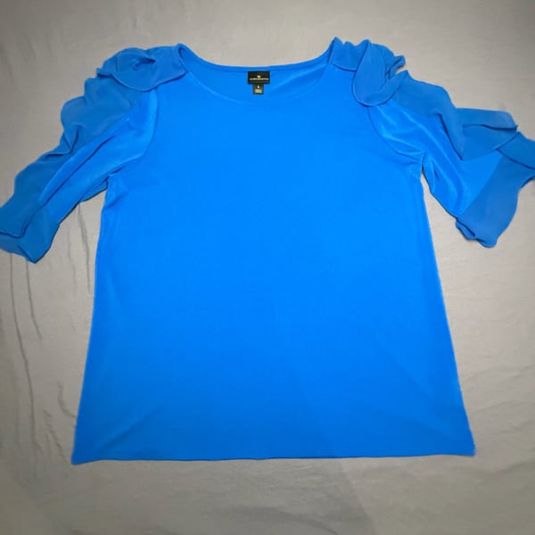 Worthington Royal Blue Ruffle Sleeve Blouse