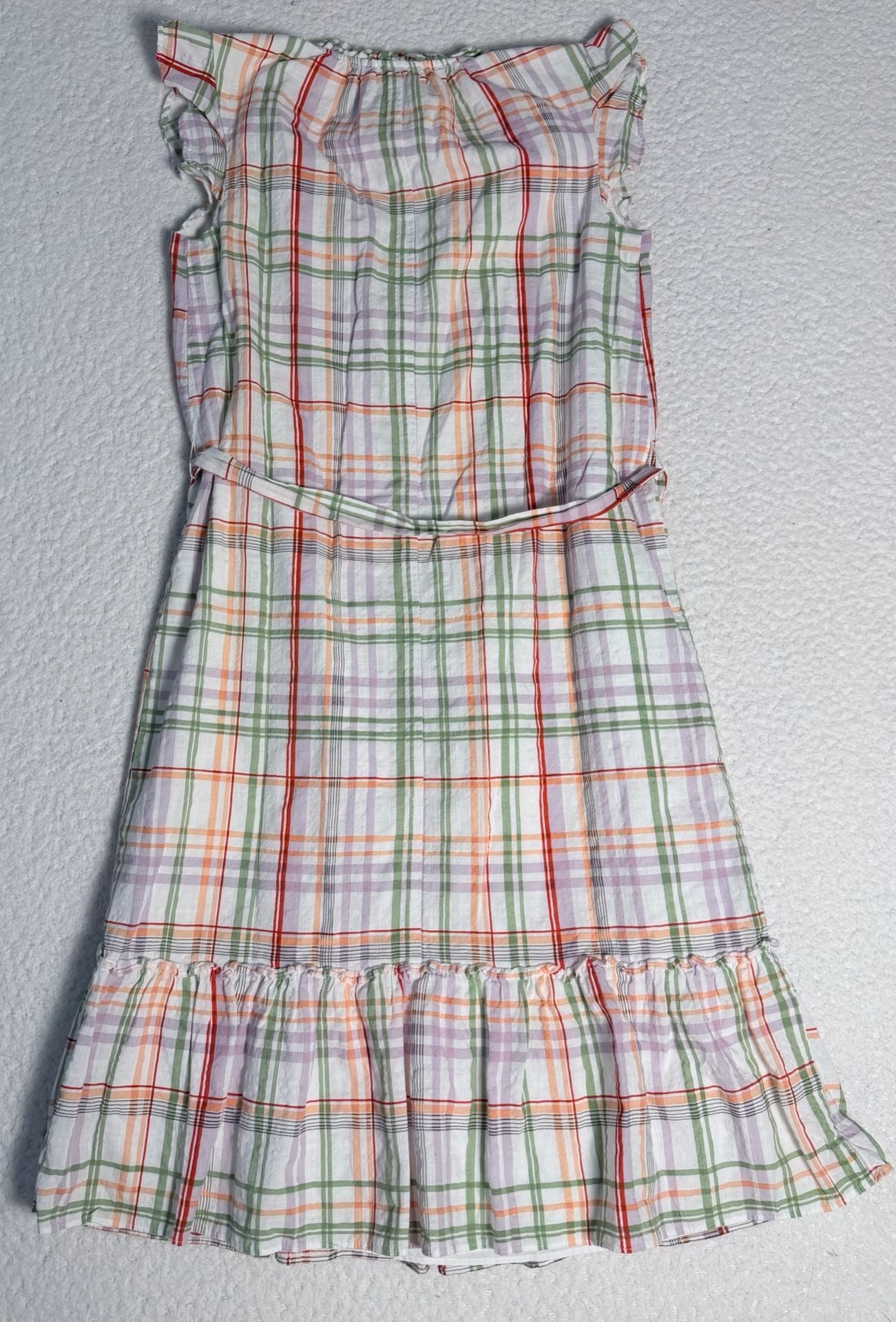Ann Taylor Factory Petite Plaid Ruffle Trim Tie-Waist Dress 9