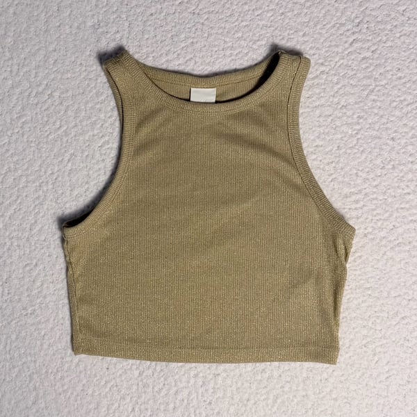H&M Metallic Ribbed Cropped Tank Top
