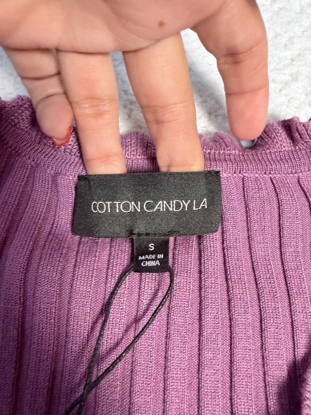 Cotton Candy LA Lavender Ribbed Knit Short Sleeve Cardigan Top NWT 6