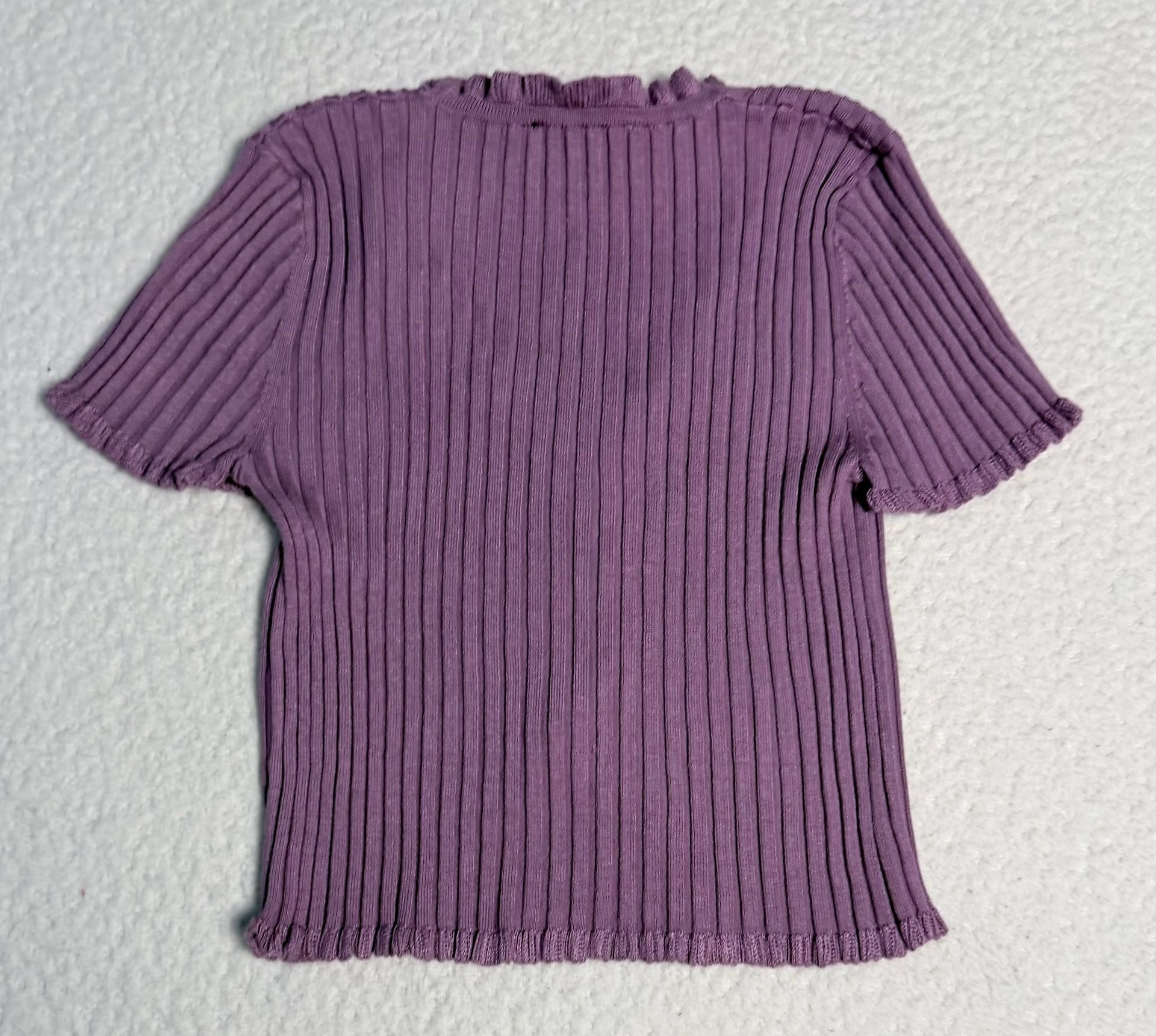 Cotton Candy LA Lavender Ribbed Knit Short Sleeve Cardigan Top NWT 9