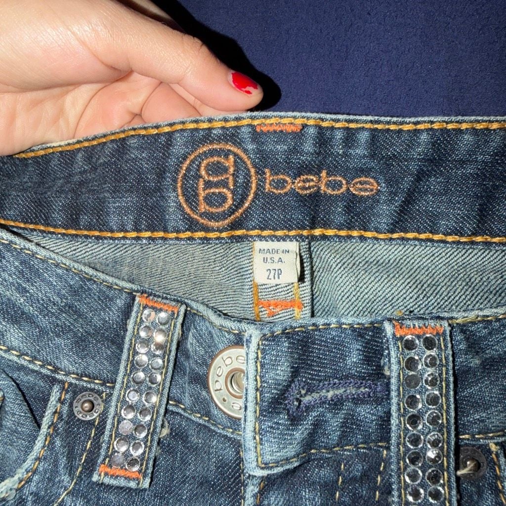 bebe Y2K Low Rise Flare Jeans with Rhinestone 4