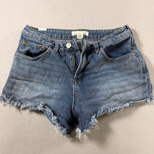 Almost Famous Women's Blue Denim Raw Hem Cutoff Shorts Size 5
