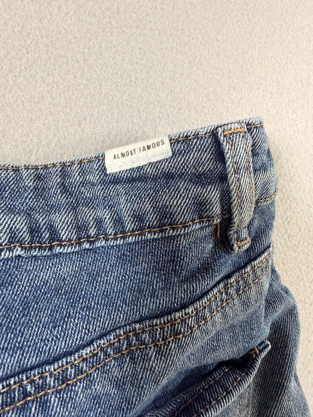 Almost Famous Women's Blue Denim Raw Hem Cutoff Shorts Size 5 5